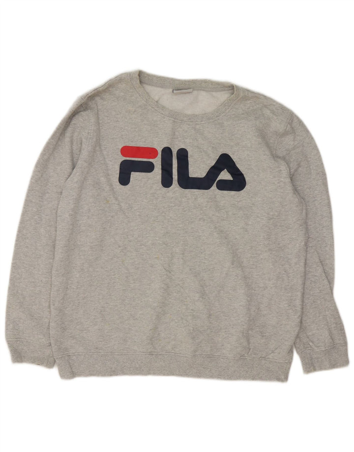 Fila muški džemper s grafičkim motivima, srednje sivi flekasti pamuk