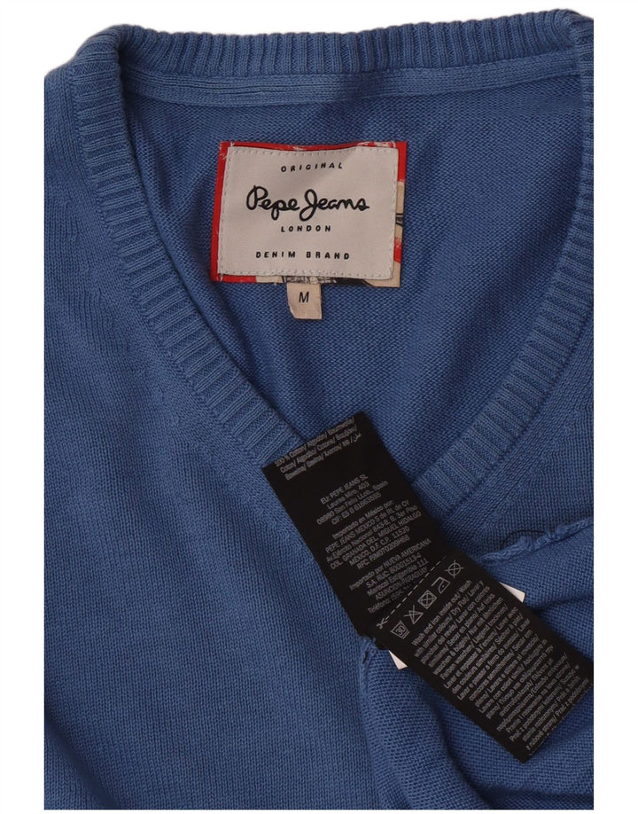 PEPE Jeans, muški džemper s V-izrezom, srednje plavi pamuk