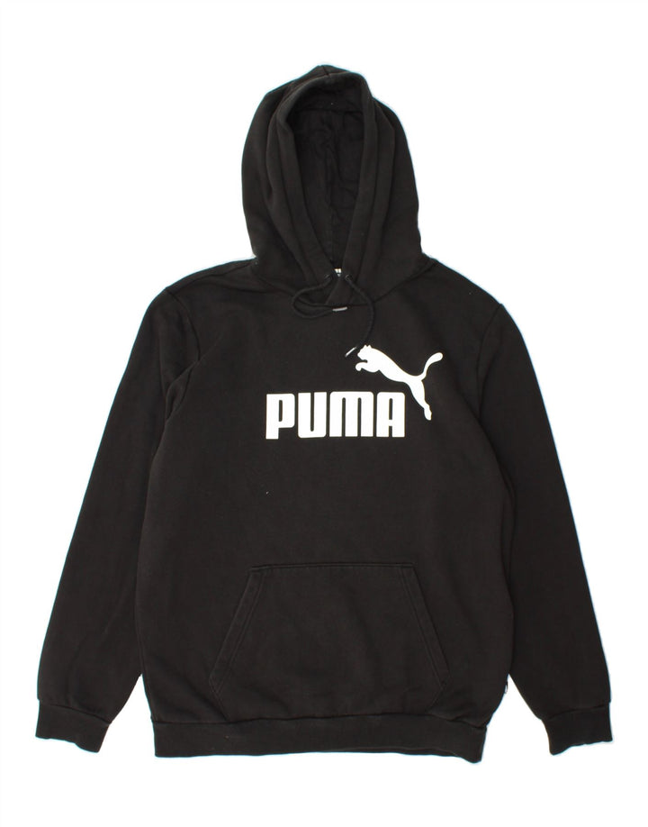 PUMA Mens Graphic Hoodie Jumper Medium Black Cotton Vintage Puma and Second-Hand Puma from Messina Hembry 