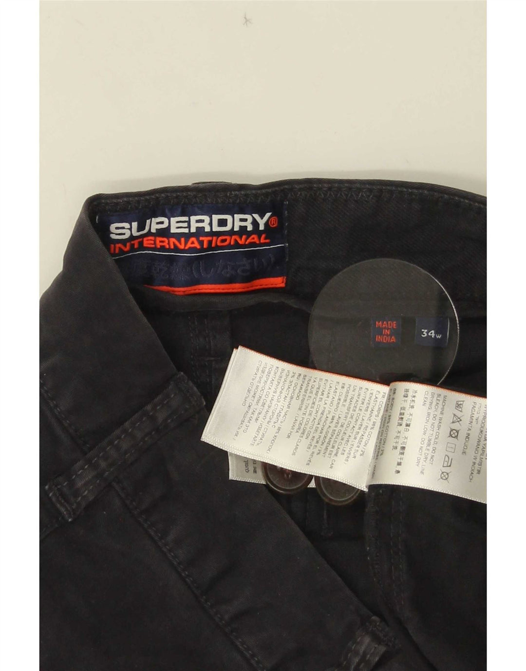 Superdry muške chino kratke hlače W34 veliki crni pamuk