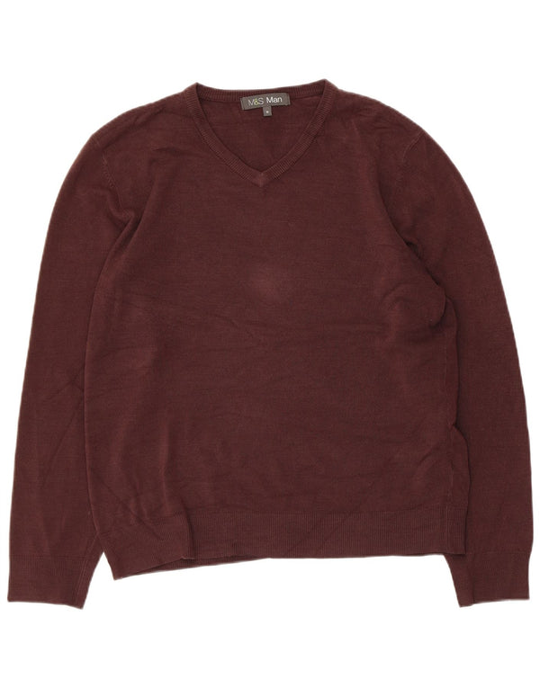 Marks & Spencer ženski džemper s V-izrezom UK 14 Srednje smeđi akril