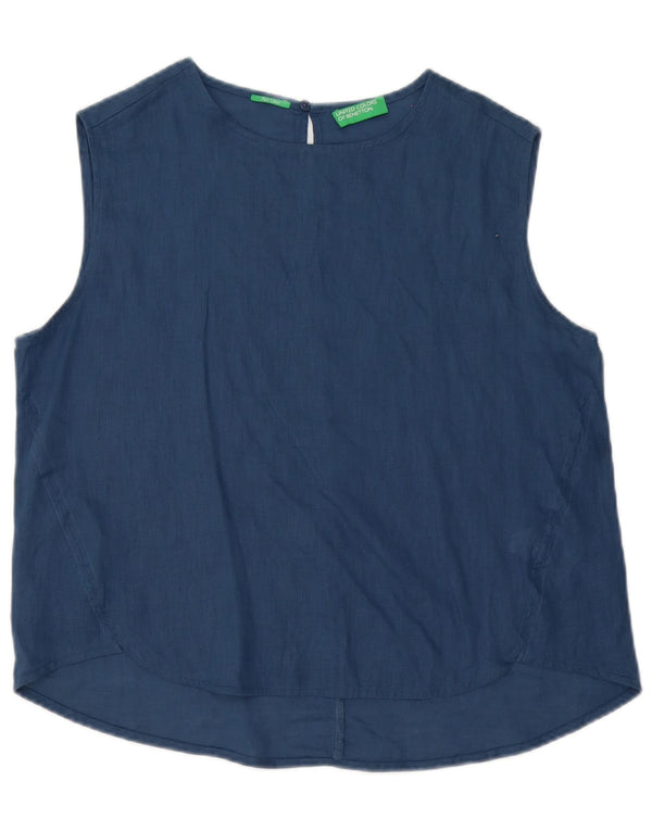 Benetton ženska majica bez rukava velike veličine UK 10 Small Tavy Blue Linen