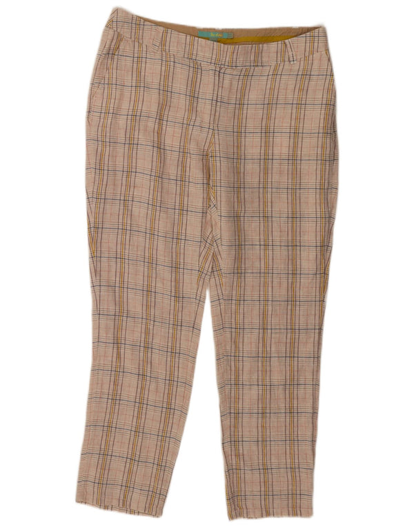 Boden ženske ravne chino hlače UK 14 Large W34 L28 bež karirano platno