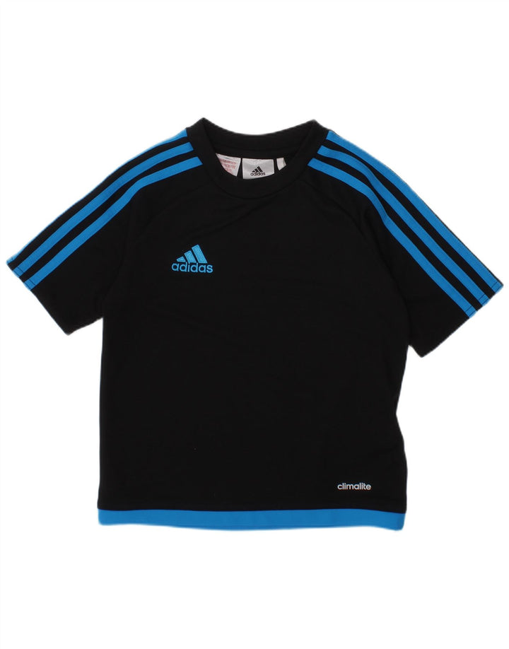 ADIDAS Boys Climalite T-Shirt Top 4-5 Years Black Colourblock Polyester