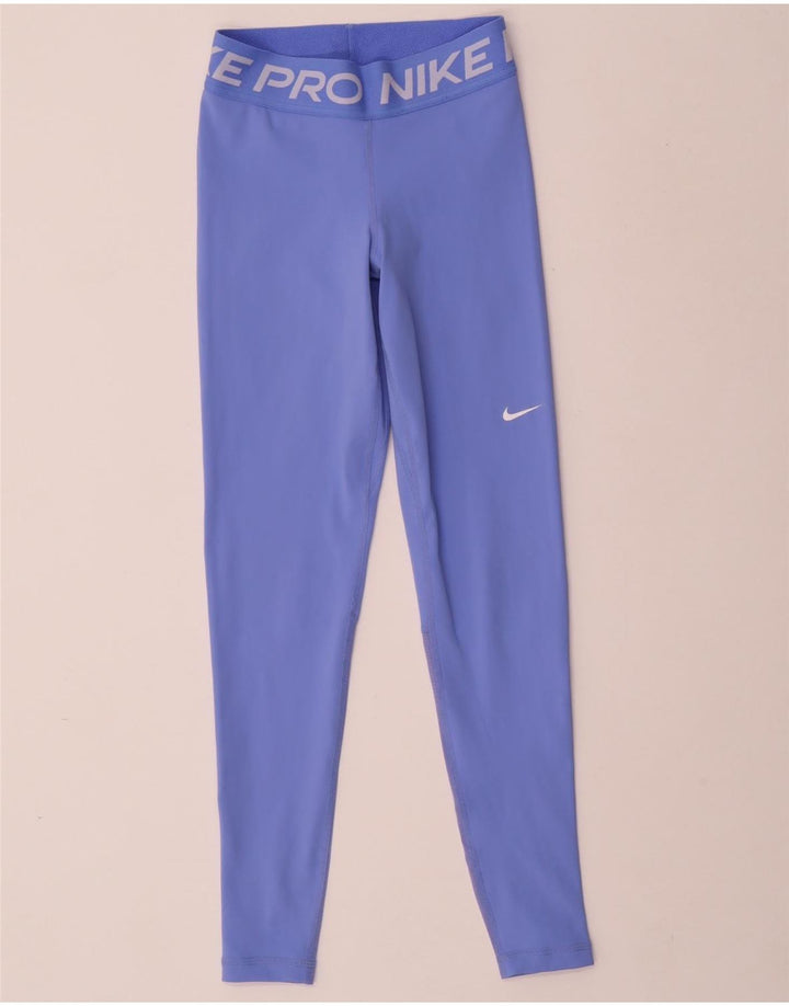 NIKE ženske Dri Fit grafičke tajice UK 6 XS plavi poliester