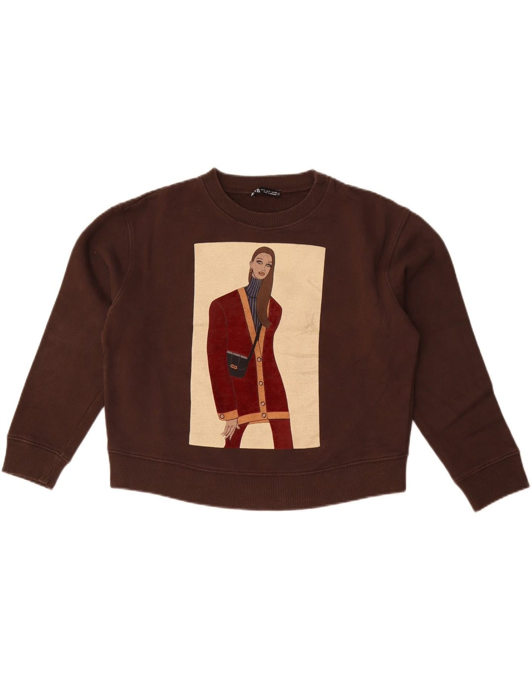 Zara ženska majica s kratkim grafičkim motivima UK 10 Small Brown