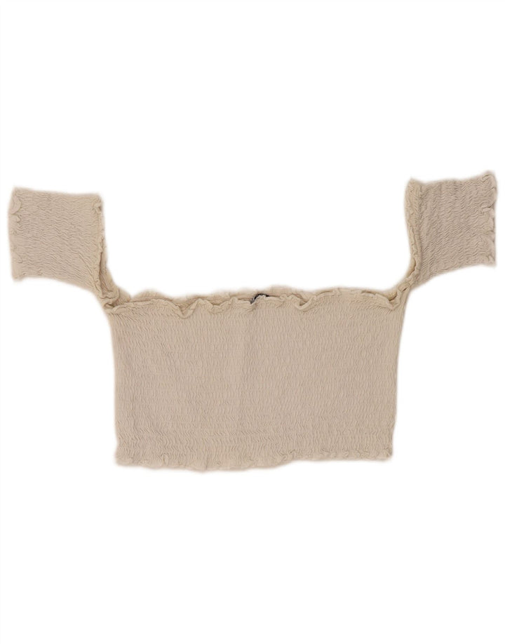 ZARA Womens Crop Top UK 12 Medium White Cotton