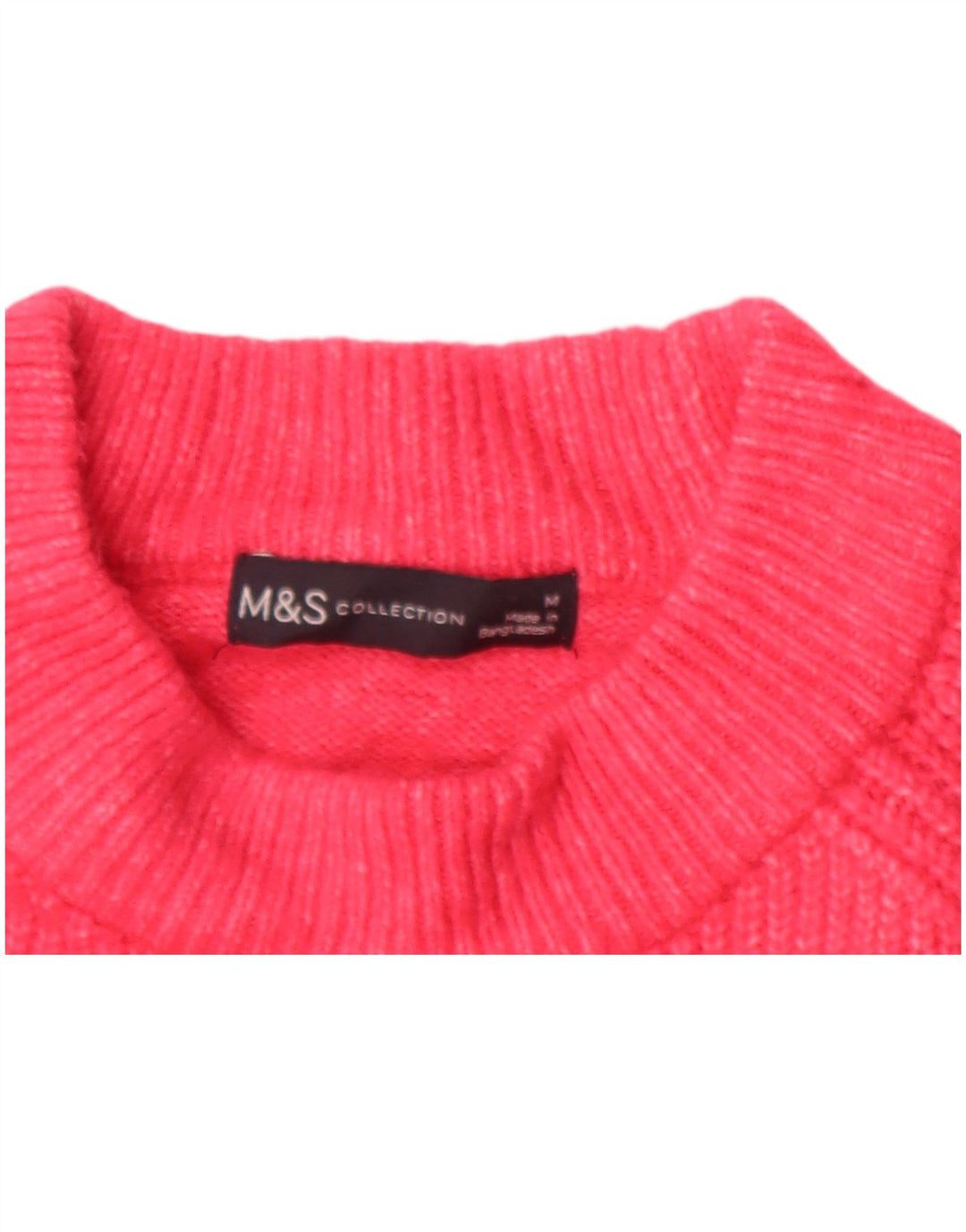 MARKS & SPENCER Womens Crew Neck Jumper Sweater UK 14 Medium Pink Acrylic