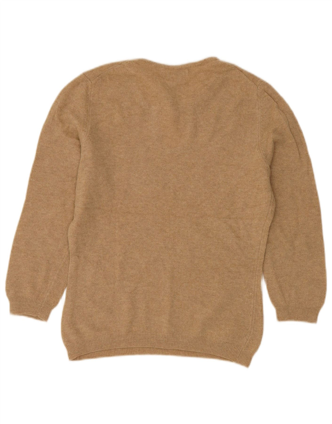 BENETTON ženski džemper s morskim izrezom UK 12 srednje bež nova vuna