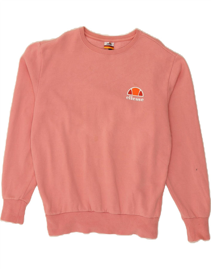 ELLESSE Womens Oversized Sweatshirt Jumper UK 14 Medium Pink Cotton Vintage Ellesse and Second-Hand Ellesse from Messina Hembry 