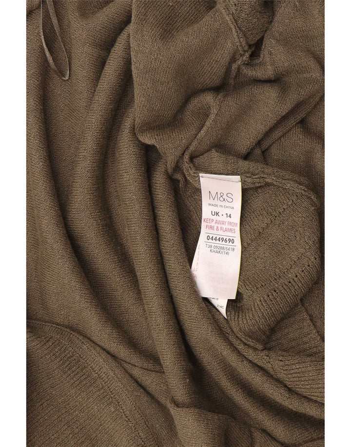 Marks & Spencer ženski kardigan džemper kratkih rukava UK 14 Srednji kaki