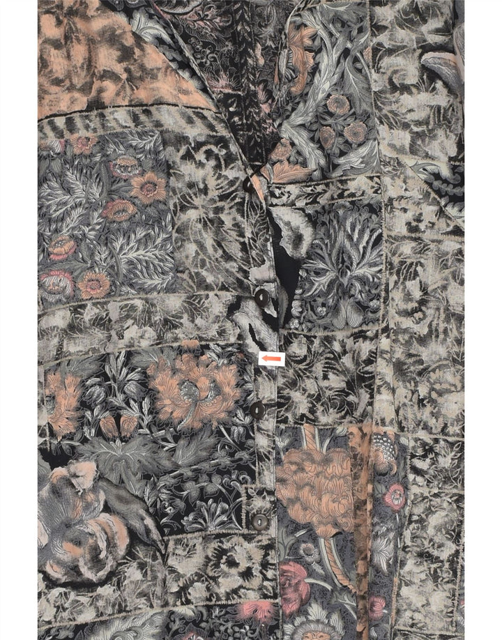 VINTAGE Womens Longline Oversized Shirt EU 46 XL Grey Patchwork | Vintage Vintage | Thrift | Second-Hand Vintage | Used Clothing | Messina Hembry 