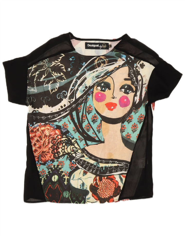 Desigual ženska prozirna majica kratkih rukava UK 14 srednje raznobojna