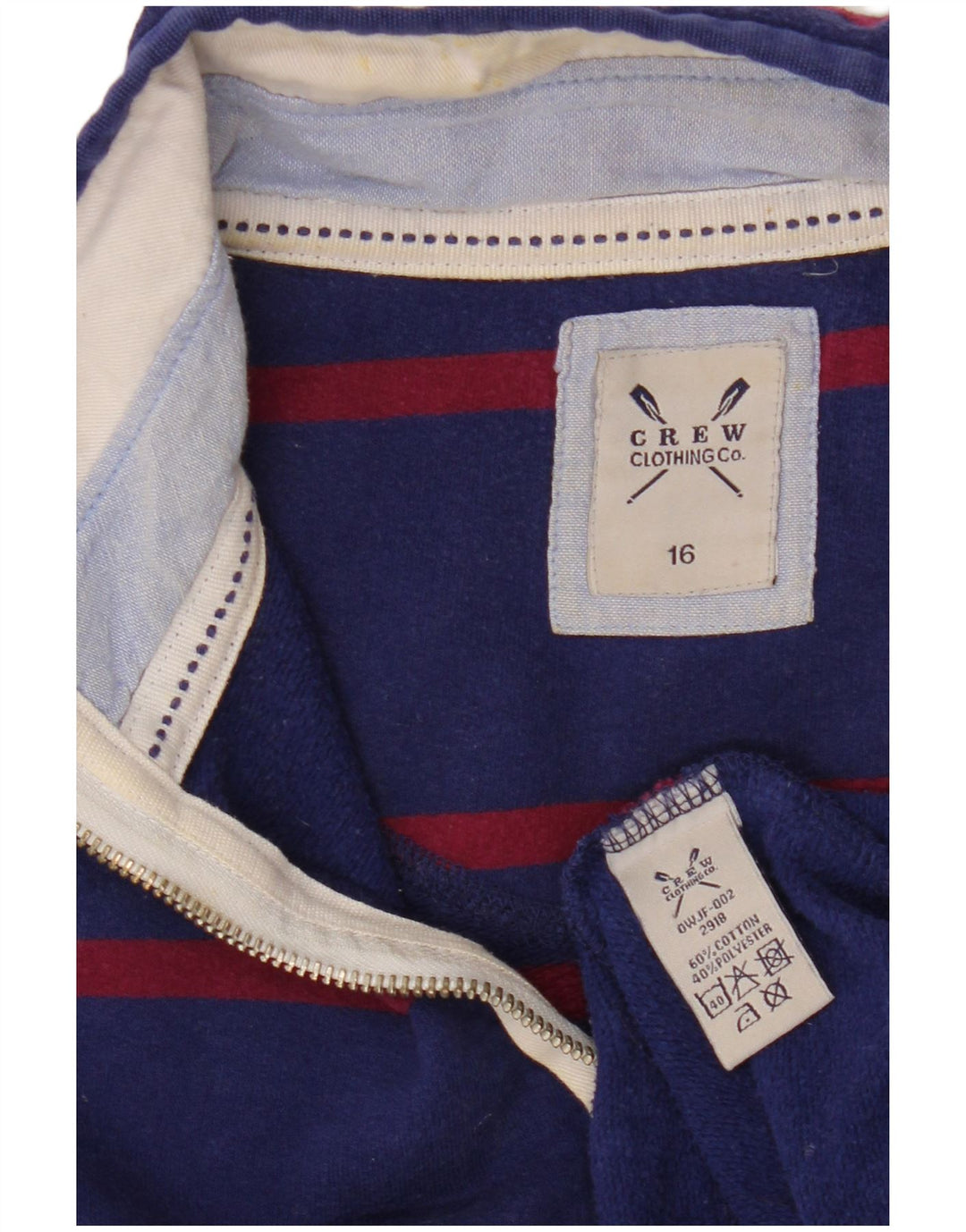 CREW CLOTHING Ženska majica s kratkim rukavima UK 16 Veliki tamnoplavi prugasti