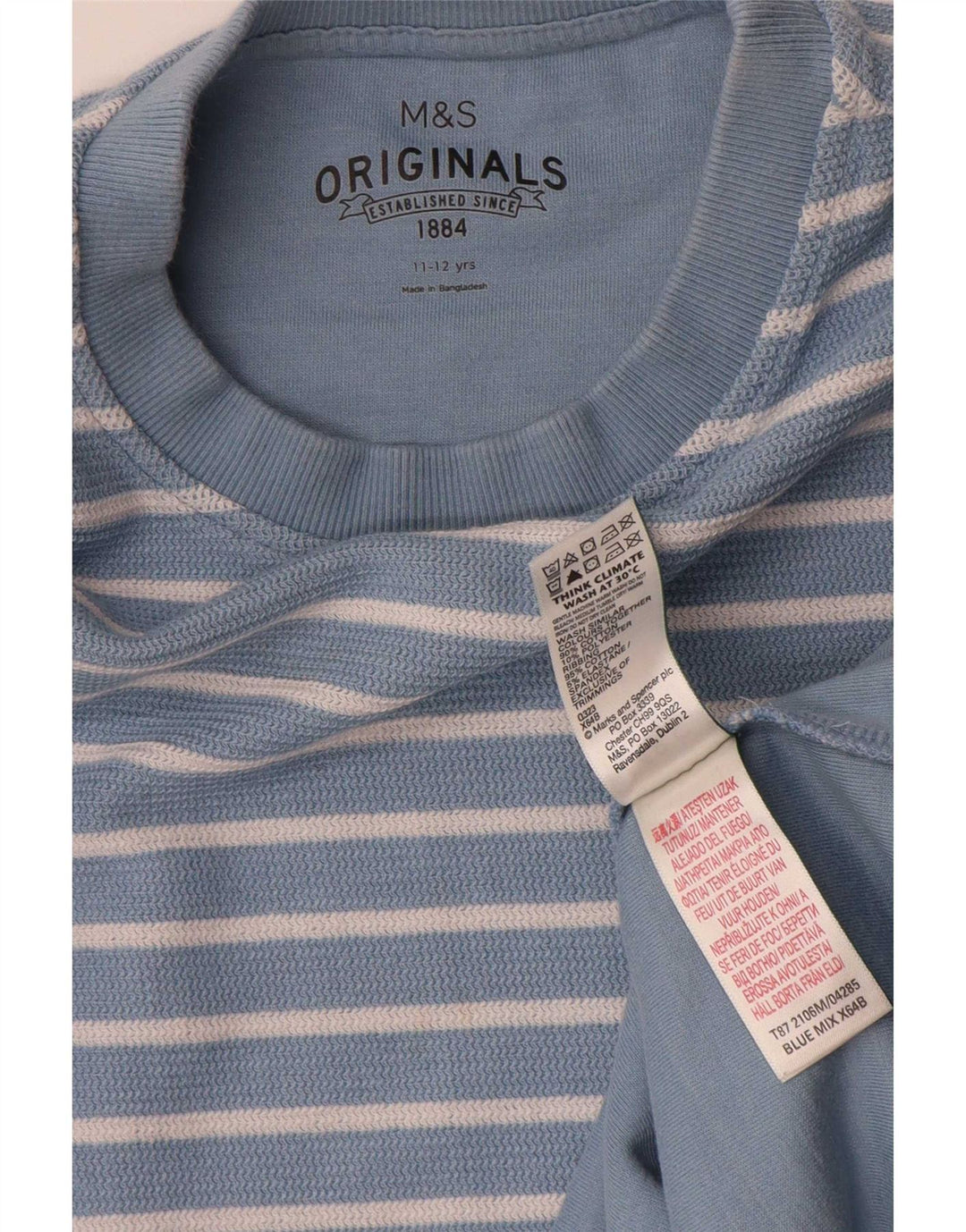 Marks & Spencer majica dugih rukava za dječake 11-12 godina, pamuk na plave pruge