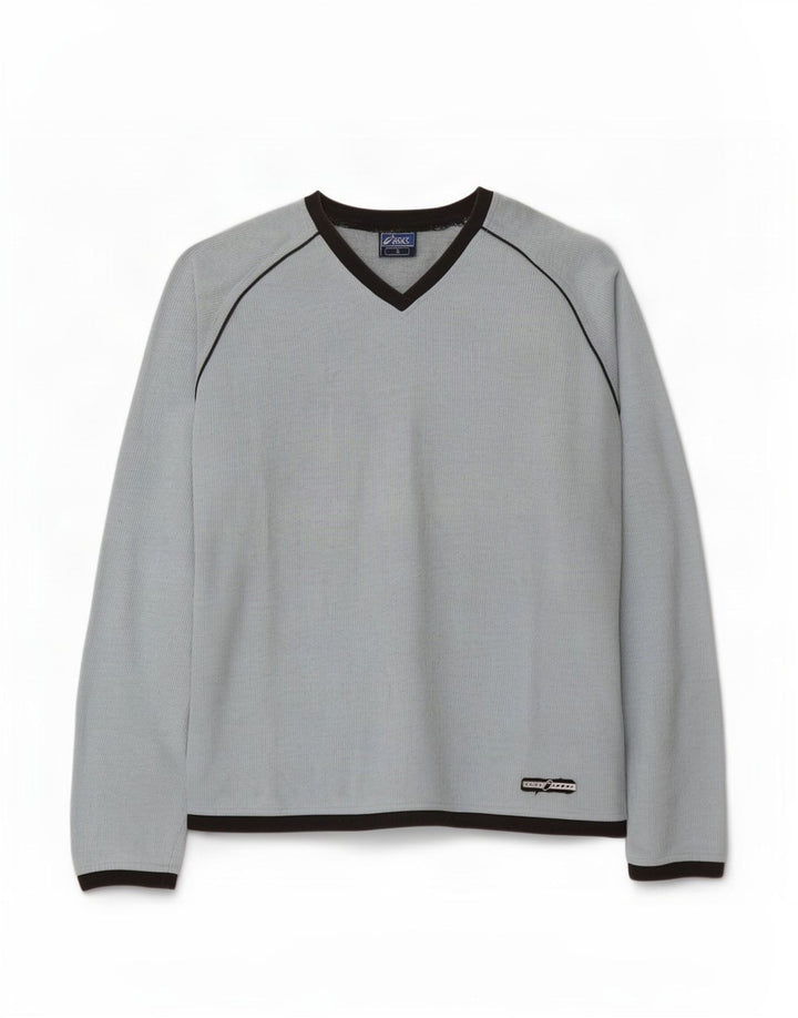 Asics Womens Top Long Sleeve UK 16 Large Blue Cotton