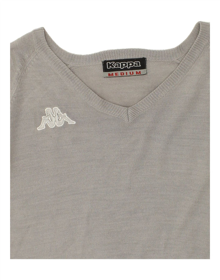 KAPPA Womens V-Neck Jumper Sweater UK 14 Medium Grey Acrylic Vintage Kappa and Second-Hand Kappa from Messina Hembry 