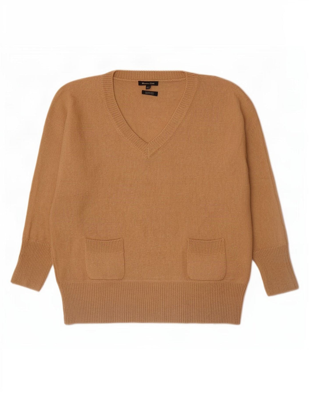 Ženski džemper s V-izrezom Massimo Dutti UK 14 Srednje bež vuneni