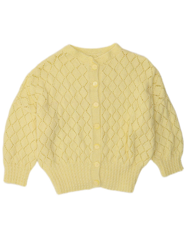 Vintage Womens 3/4 Sleeve Cardigan Sweater UK 16 Large Yellow