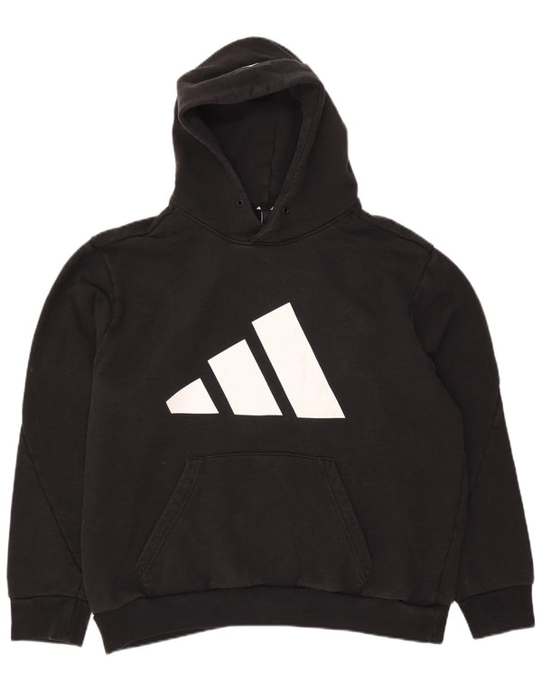 Adidas Mens Graphic Hoodie Jumper XL Black Cotton