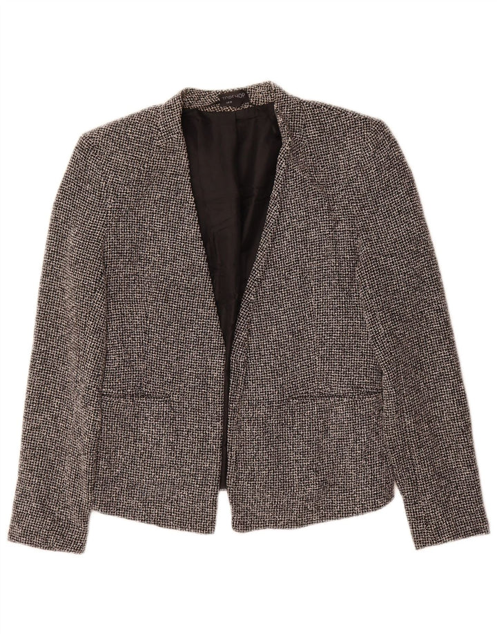 Topshop Ženska jakna s otvorenim sakoom UK 10 Mali crni karirani pamuk
