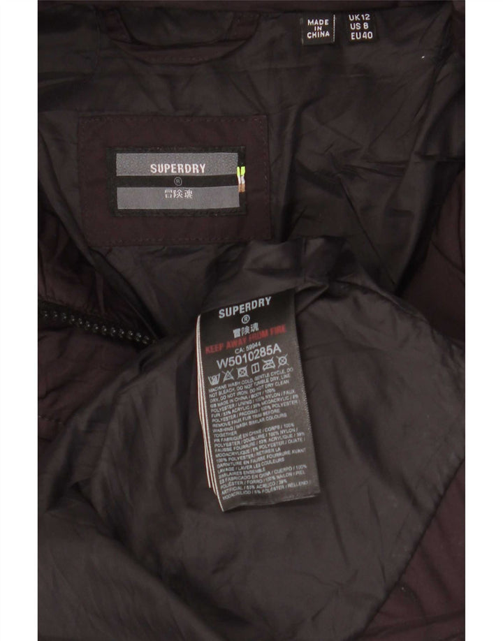 Superdry ženski podstavljeni kaput s kapuljačom UK 12 Srednji bordo poliester