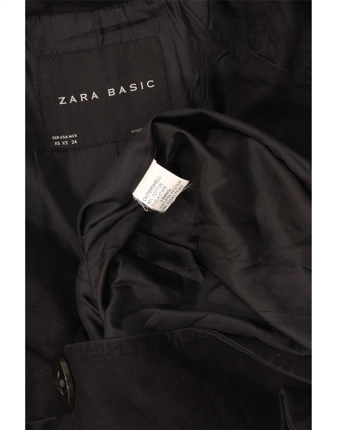 Zara ženski kaput UK 6 XS crni pamuk