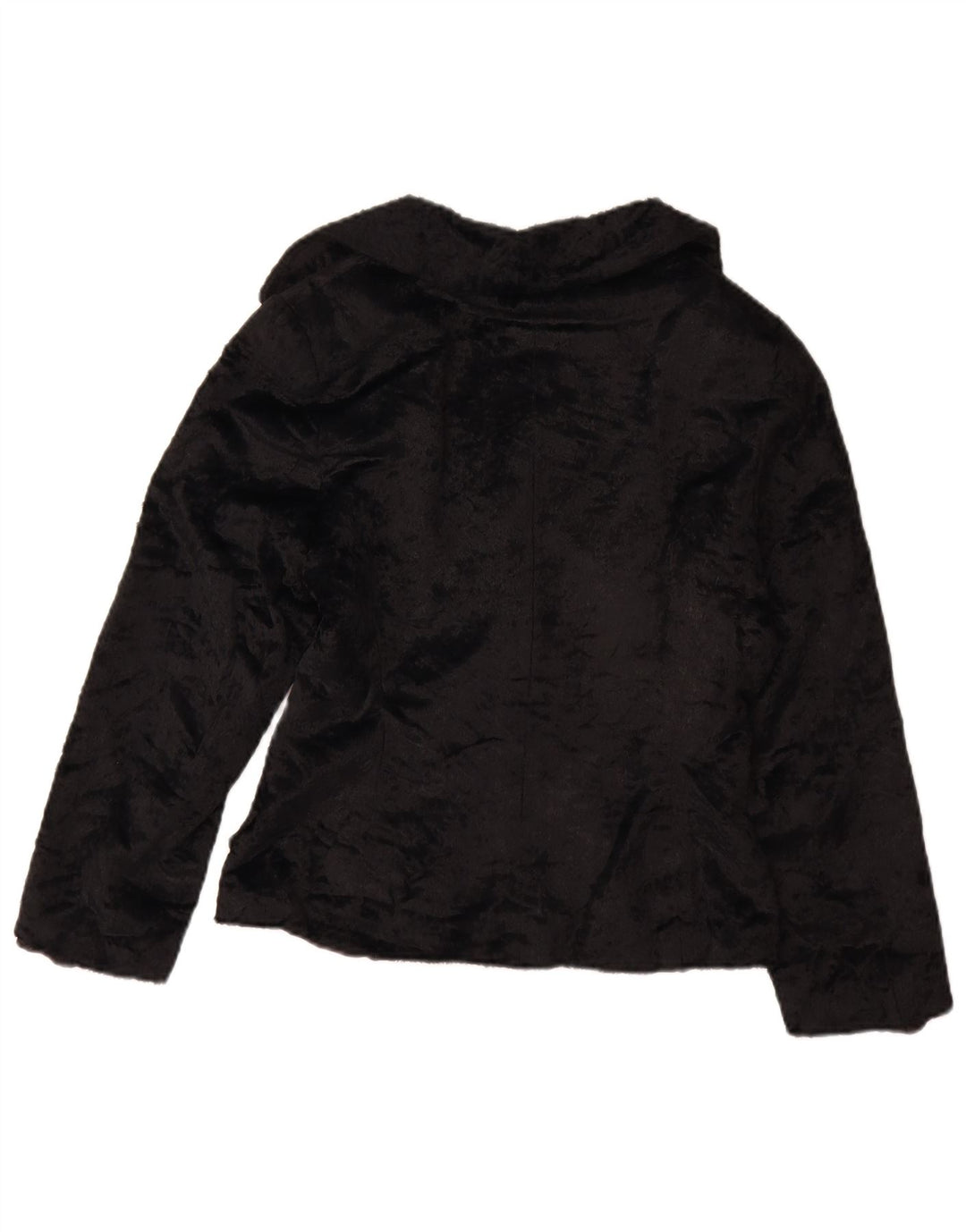 Vintage ženska jakna od umjetnog krzna UK 12 srednji crni poliamid