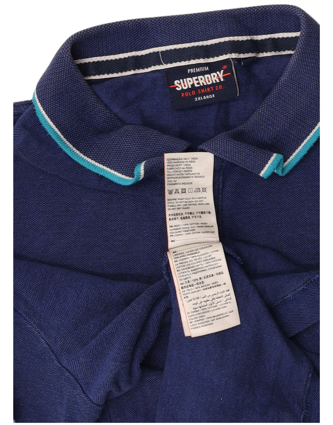 SUPERDRY muška polo majica 2XL tamnoplavi pamuk