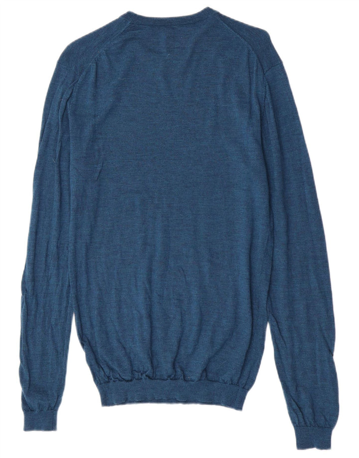 Jack Wills muški džemper s okruglim izrezom srednje plave merino vune