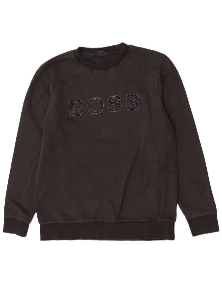 Veliki crni pamuk Hugo Boss muška trenirka s grafikom regularnog kroja