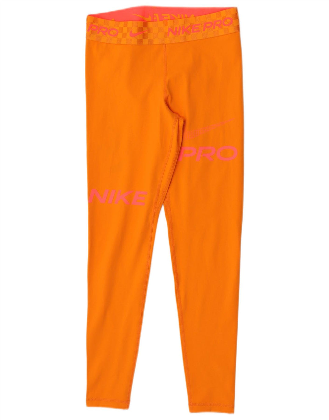 Nike Ženske Dri Fit Graphic Leggings UK 12 Medium Orange Polyester