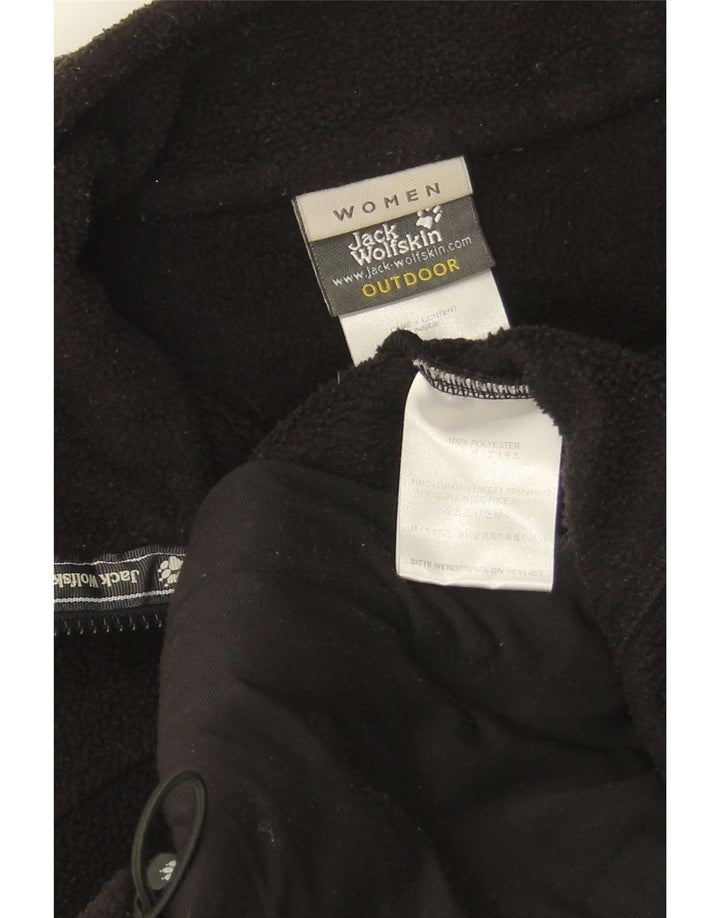 JACK WOLFSKIN Womens Graphic Fleece Jacket UK 14/16 Large Black Polyester