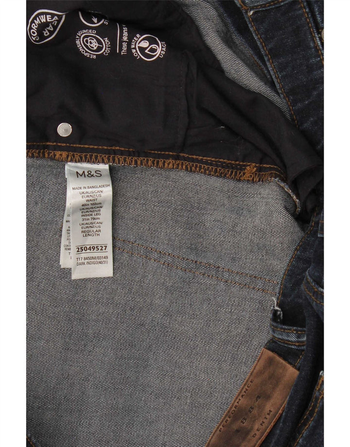 Marks & Spencer muške obične ravne traperice W40 L31 tamnoplavi pamuk