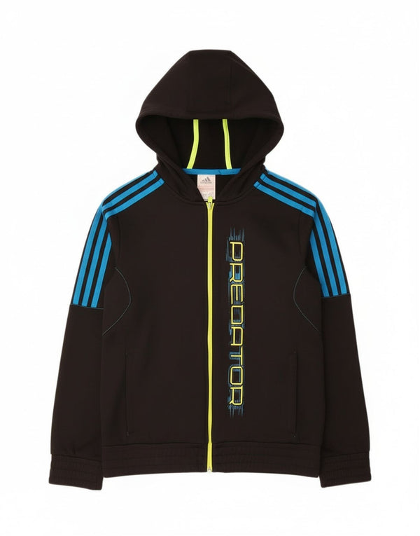 Adidas Boys Predator Graphic Zip pulover s kapuljačom 13-14 godina crni poliester