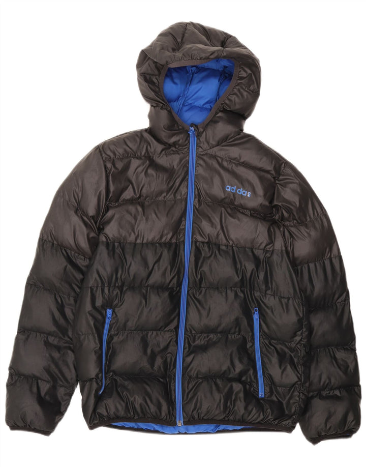 ADIDAS jakna s kapuljačom i podstavljenom podstavom za dječake 13-14 godina, crna poliesterska boja