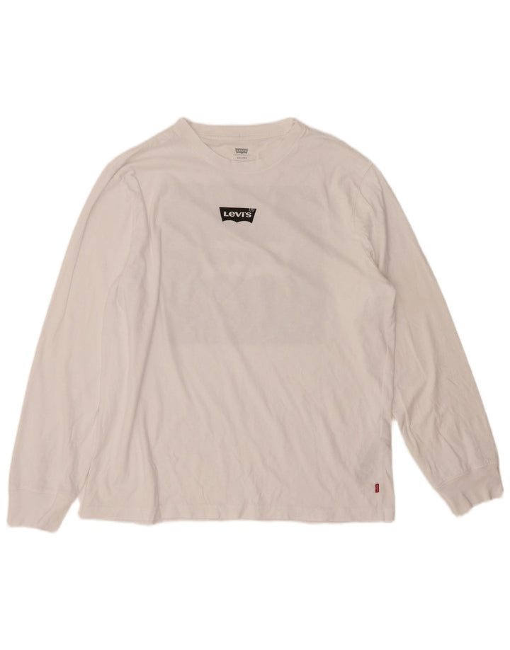 LEVI'S muška opuštena majica dugih rukava s grafikama, srednji bijeli pamuk