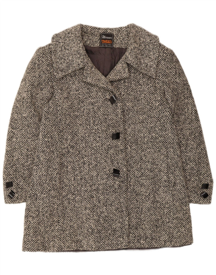 Moessmer ženski graškasti kaput UK 14 Srednje siva djevičanska vuna