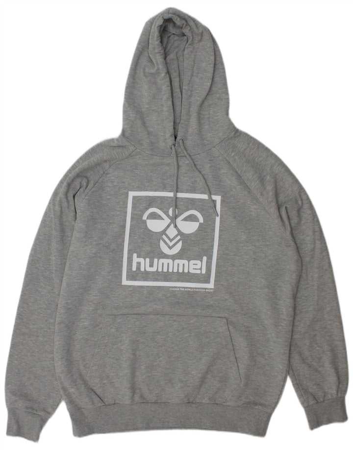 Hummel muška majica s kapuljačom s grafičkim motivima XL sivi flekasti poliester
