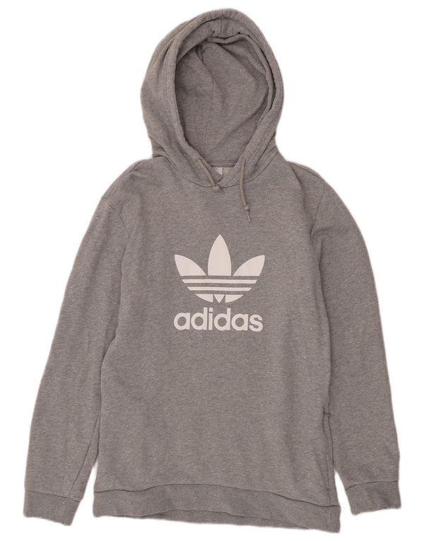 Adidas Mens Graphic Hoodie Jumper Small Grey Flecked Cotton