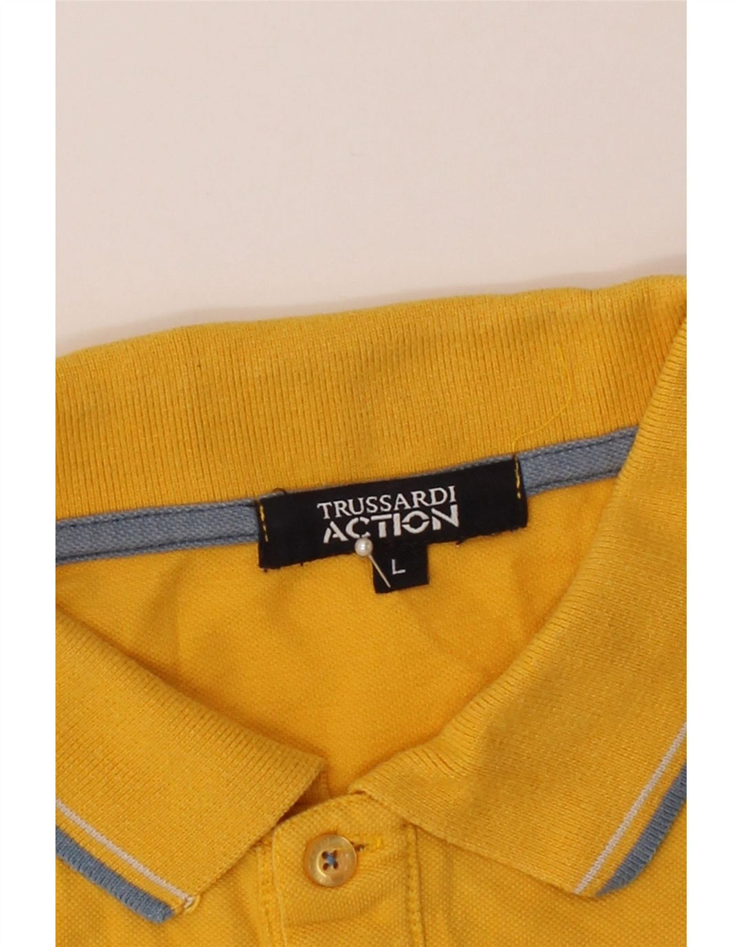 TRUSSARDI Mens Polo Shirt Large Yellow Cotton Vintage Trussardi and Second-Hand Trussardi from Messina Hembry 