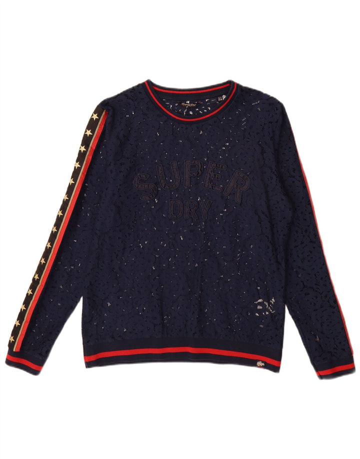 Superdry ženska prevelika majica dugih rukava s grafikama UK 10 Mala tamnoplava