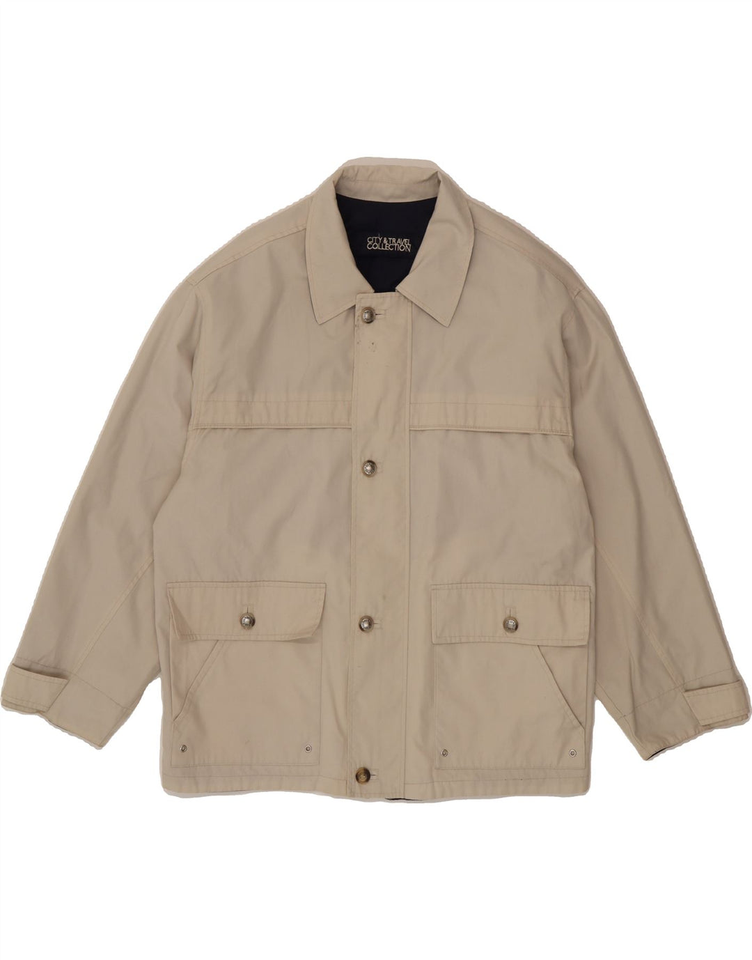 VINTAGE Mens Utility Jacket UK 42 XL Beige Vintage Vintage and Second-Hand Vintage from Messina Hembry 