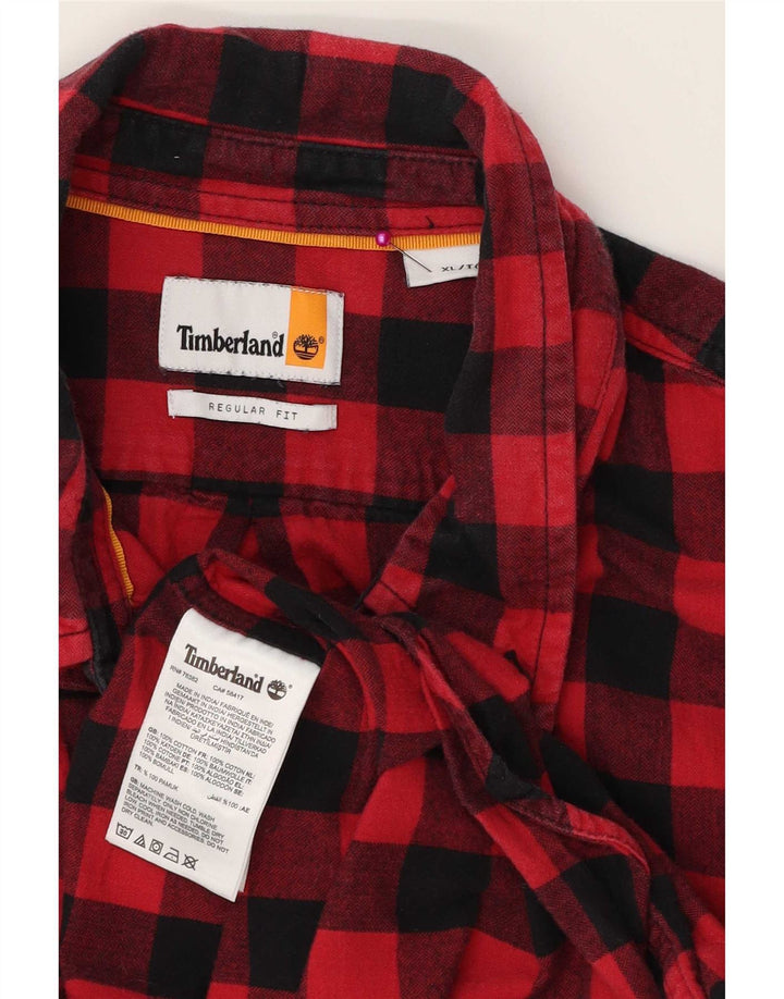 Timberland muška flanelska košulja standardnog kroja XL, crveni pamuk od ginghama
