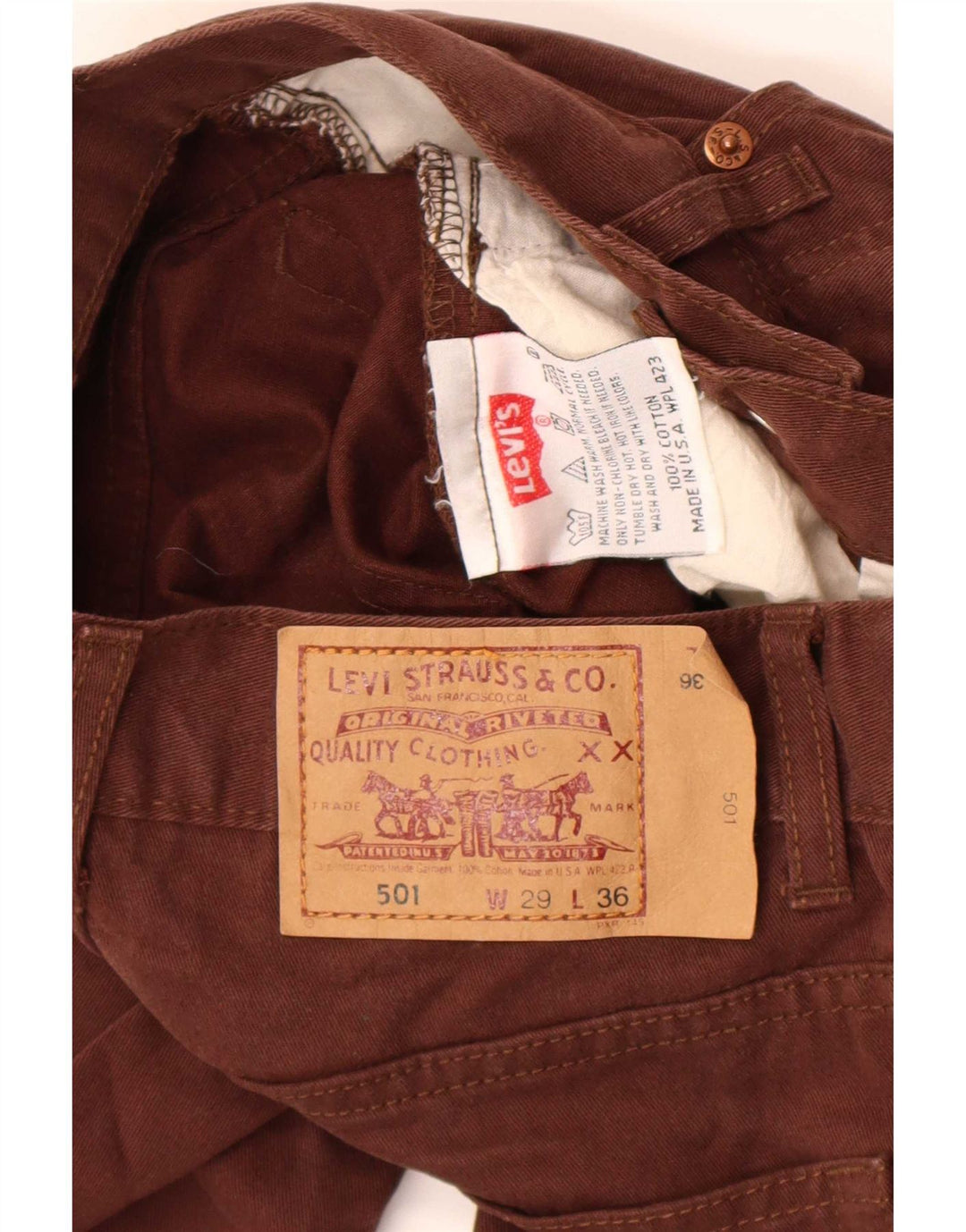 Levi's ženske 501 ravne traperice W29 L32 smeđi pamuk