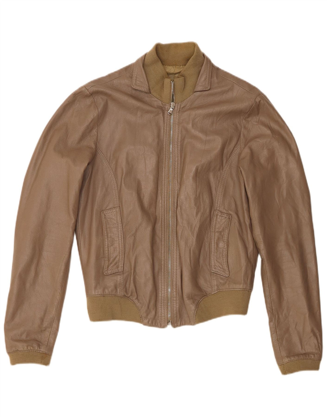 Vintage ženska bomber kožna jakna UK 18 XL kaki koža