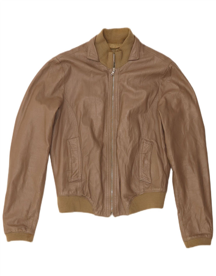 Vintage ženska bomber kožna jakna UK 18 XL kaki koža