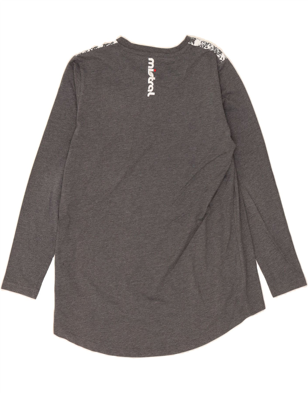 MISTRAL Womens Graphic Top Long Sleeve UK 14 Medium Grey Polyester Vintage Mistral and Second-Hand Mistral from Messina Hembry 