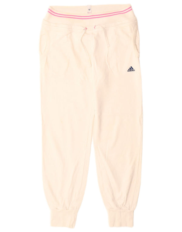 Adidas Womens Tracksuit Trousers Joggers UK 36/38 Small  Off White Cotton