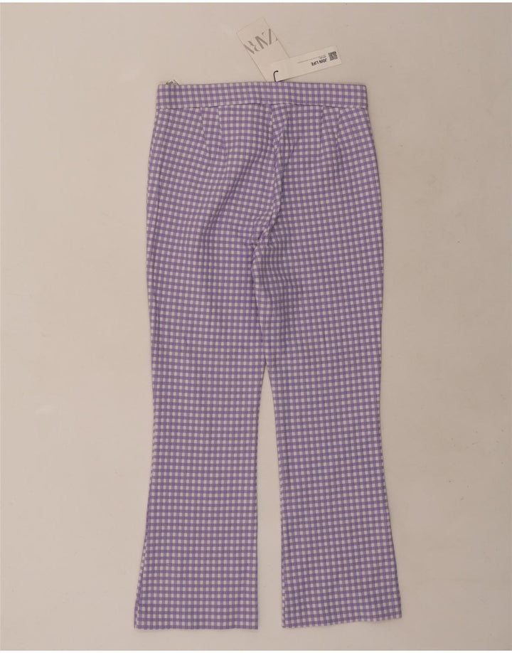Skraćene ženske hlače Zara Bootcut srednje veličine W28 L25 ljubičasta gingham